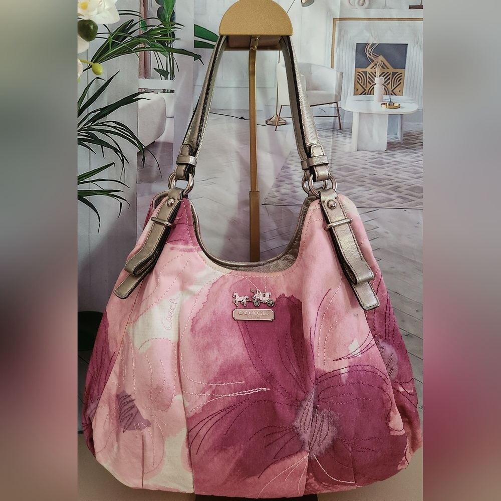 Coach Madison Maggie Hobo Satchel With Stunning Colors. Beautiful Florals! - Picture 6 of 15
